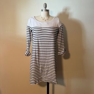 Jones New York Black and White Striped Knit Dress